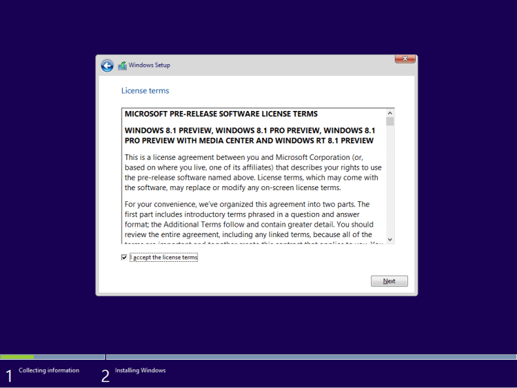 Accept Win 8.1 License Term