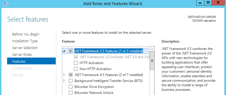 .Net Framework 3.5 Feature is required